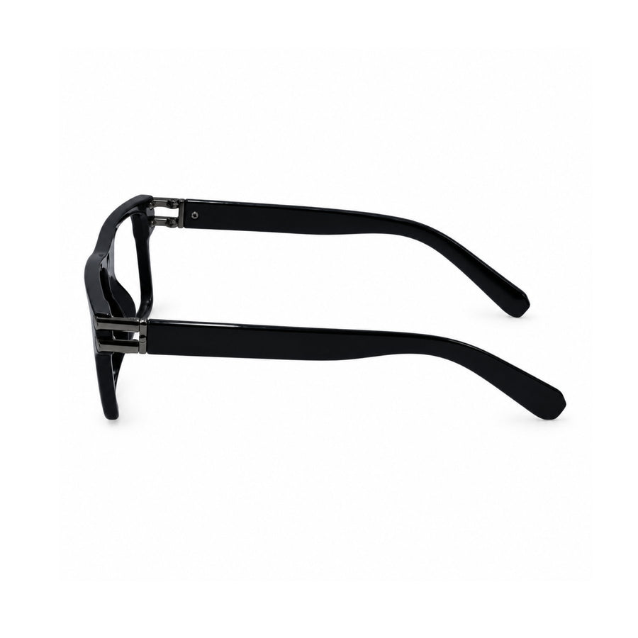 82107 VERLIN Flat-Top Square Computer Glasses in Black - temple and side view