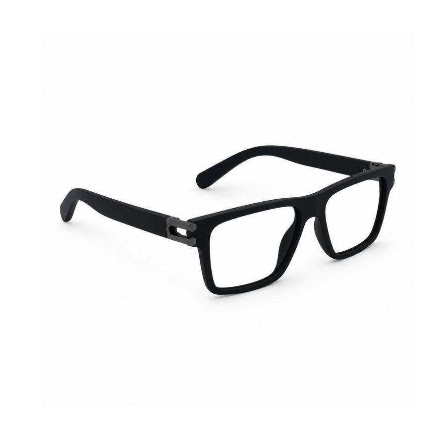 82107 VERLIN Flat-Top Square Computer Glasses in Matte Black - angled view