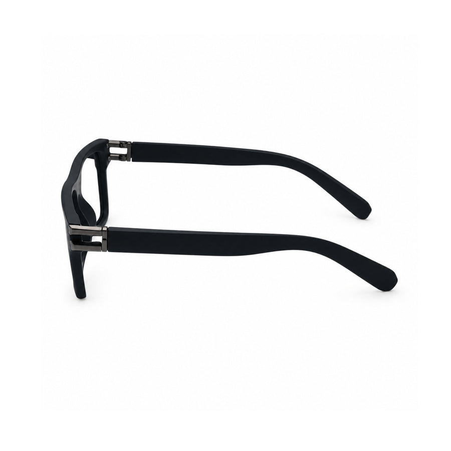 82107 VERLIN Flat-Top Square Computer Glasses in Matte Black - temple and side view