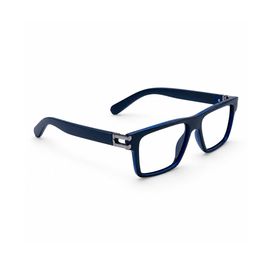 82107 VERLIN Flat-Top Square Computer Glasses in Navy Blue - angled view