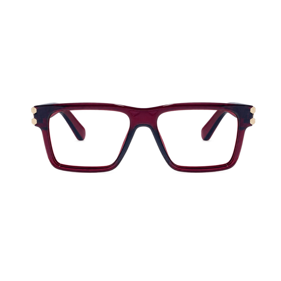 82107 VERLIN Flat-Top Square Computer Glasses in Wine Red - front view
