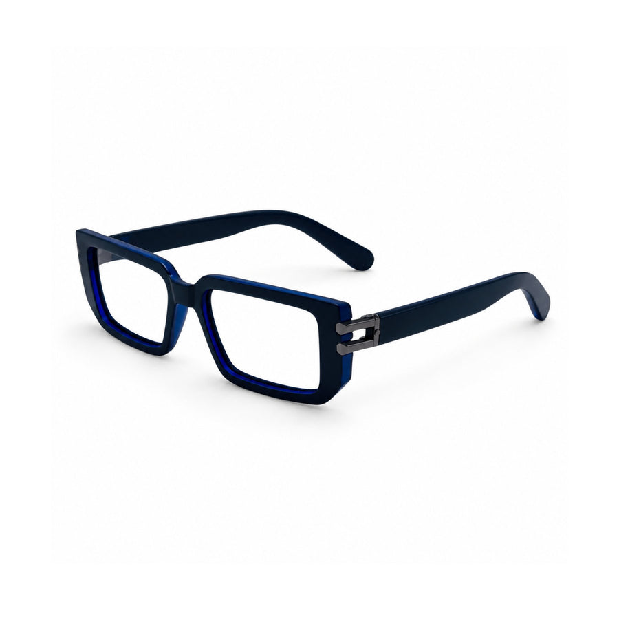 82108 VERLIN Rectangle Computer Glasses in Navy Blue - three-quarter view