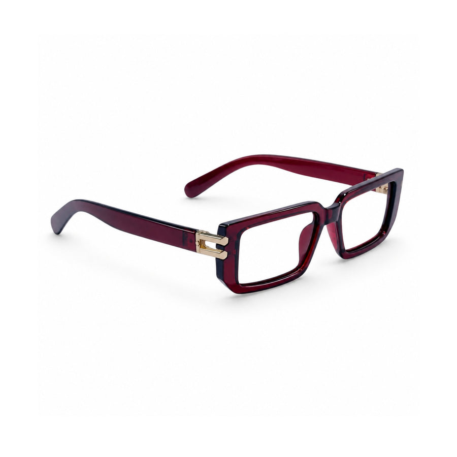 82108 VERLIN Rectangle Computer Glasses in Wine Red - angled view