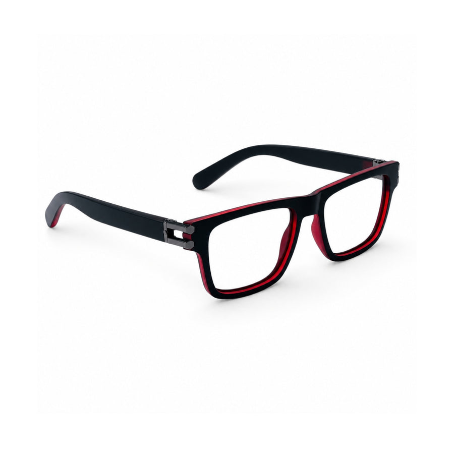 82109 VERLIN Rectangle Computer Glasses in Black Red - angled view