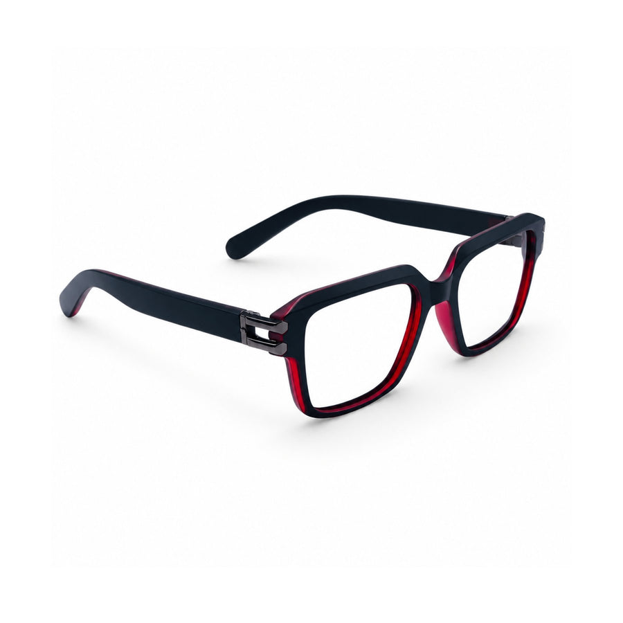 82110 VERLIN Square Computer Glasses in Black Red - angled view