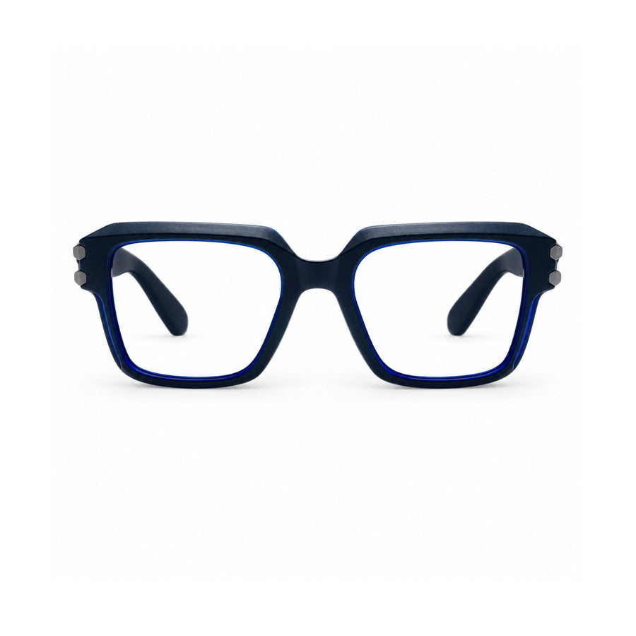 82110 VERLIN Square Computer Glasses in Navy Blue - front view