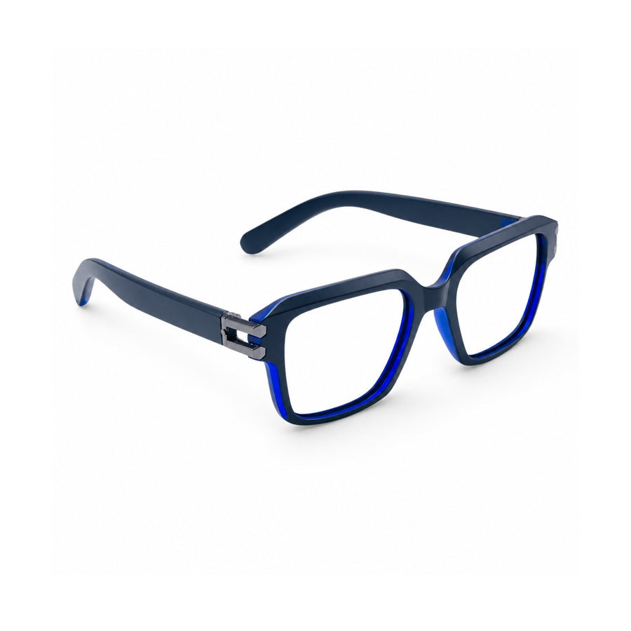 82110 VERLIN Square Computer Glasses in Navy Blue - angled view