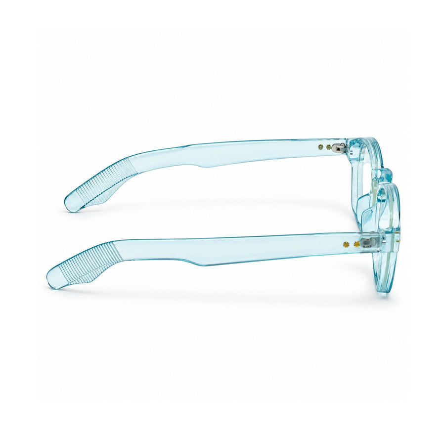 86307 VERLIN Square Optical Frame in Sky Blue - temple and side view