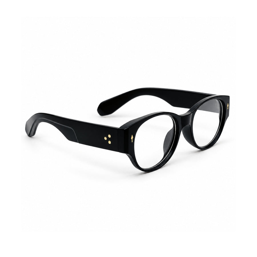 86309 VERLIN Oval Optical Frame in Black - three quarter view