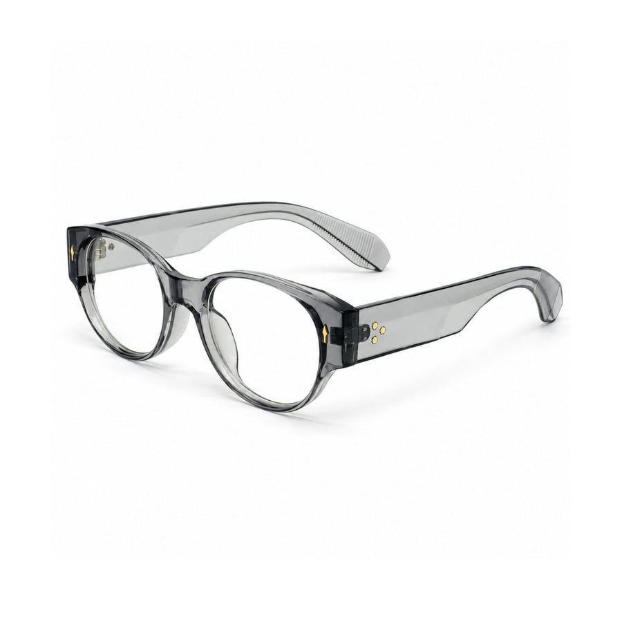 86309 VERLIN Oval Optical Frame in Grey Crystal - angled view