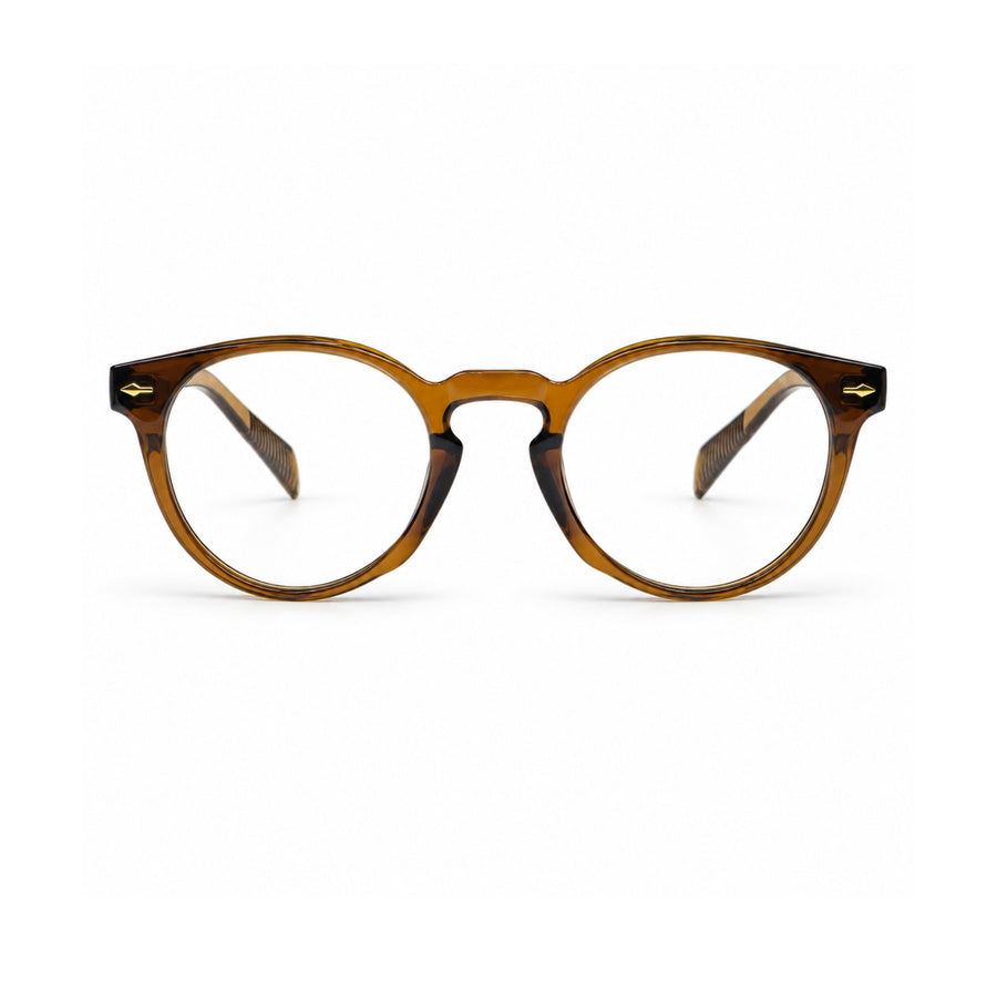 86310 VERLIN Round Optical Frame in Amber - front view