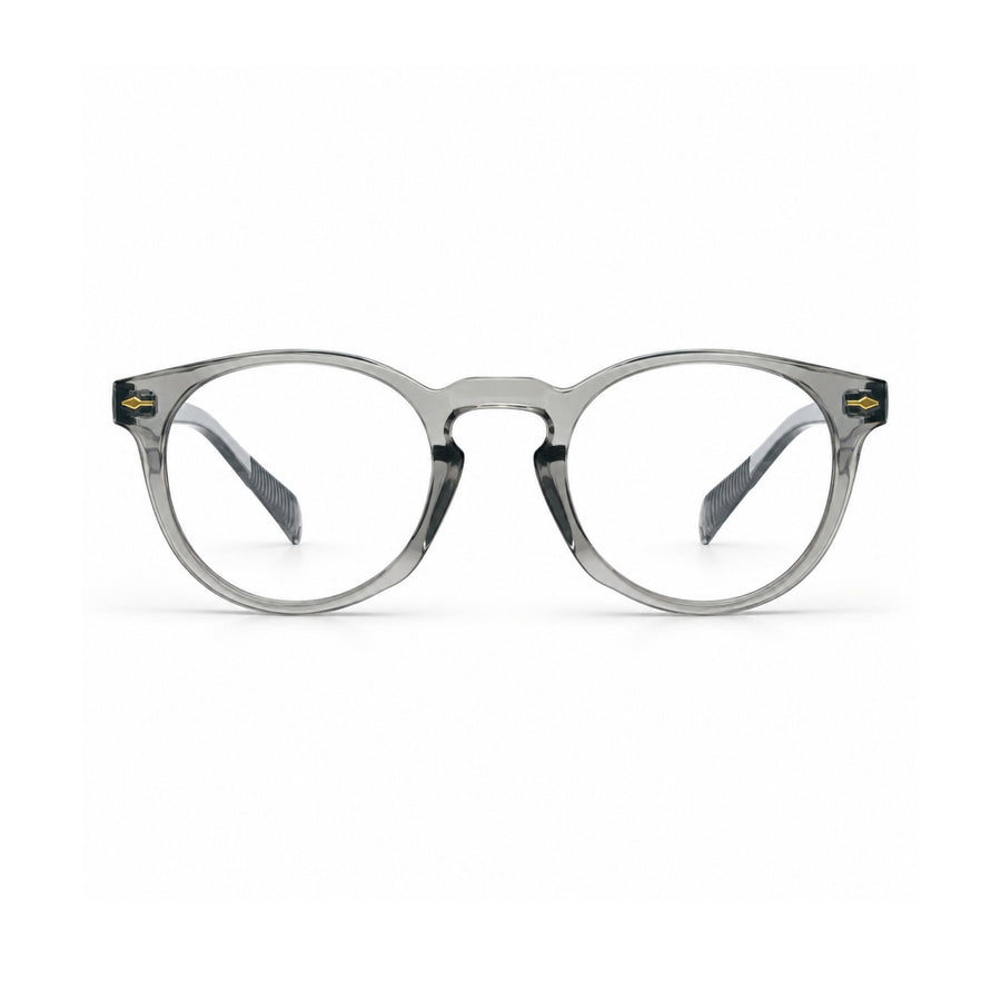 86310 VERLIN Round Optical Frame in Grey Crystal - front view