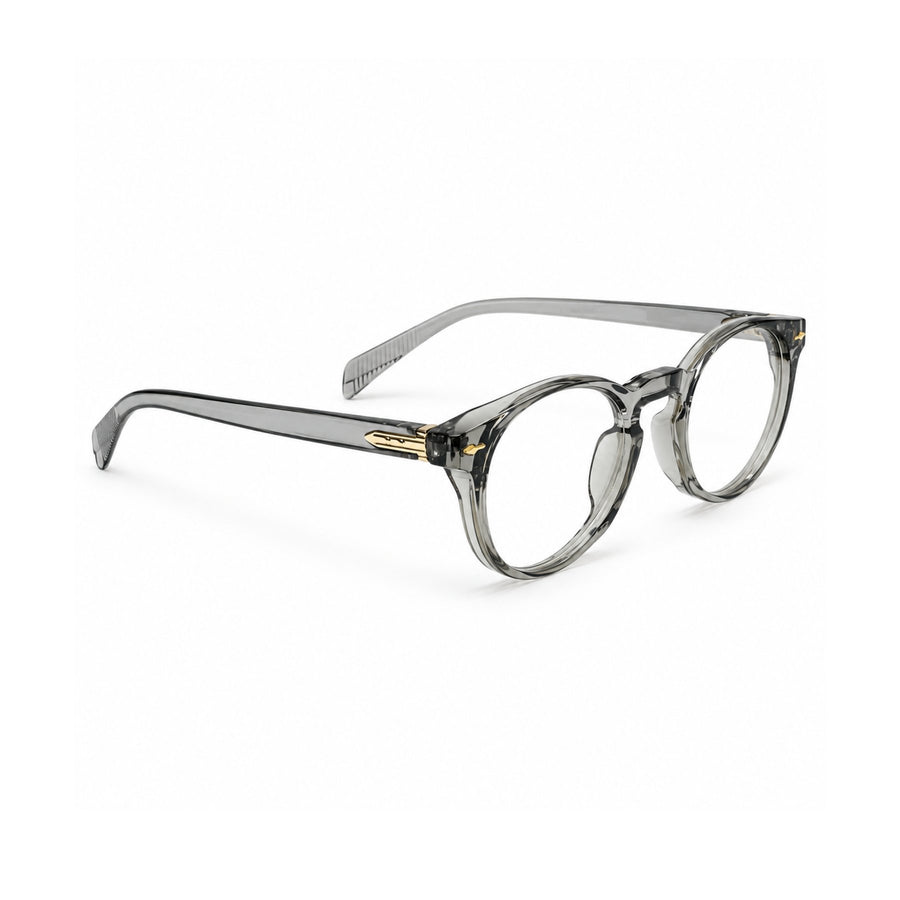 86310 VERLIN Round Optical Frame in Grey Crystal - opposite angle