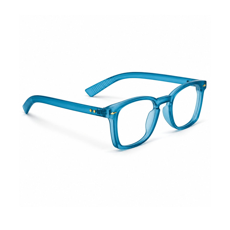 86312 VERLIN Square Optical Frame in Teal - opposite angle