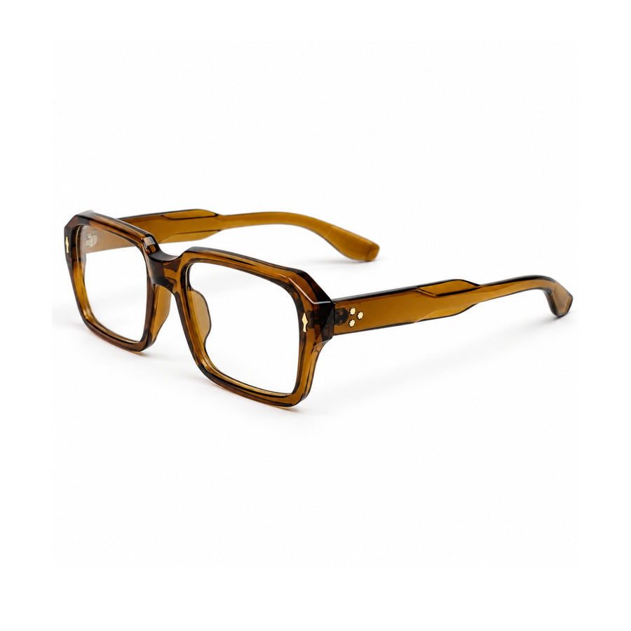 86319 VERLIN Rectangle Optical Frame in Amber Tortoise - angled view
