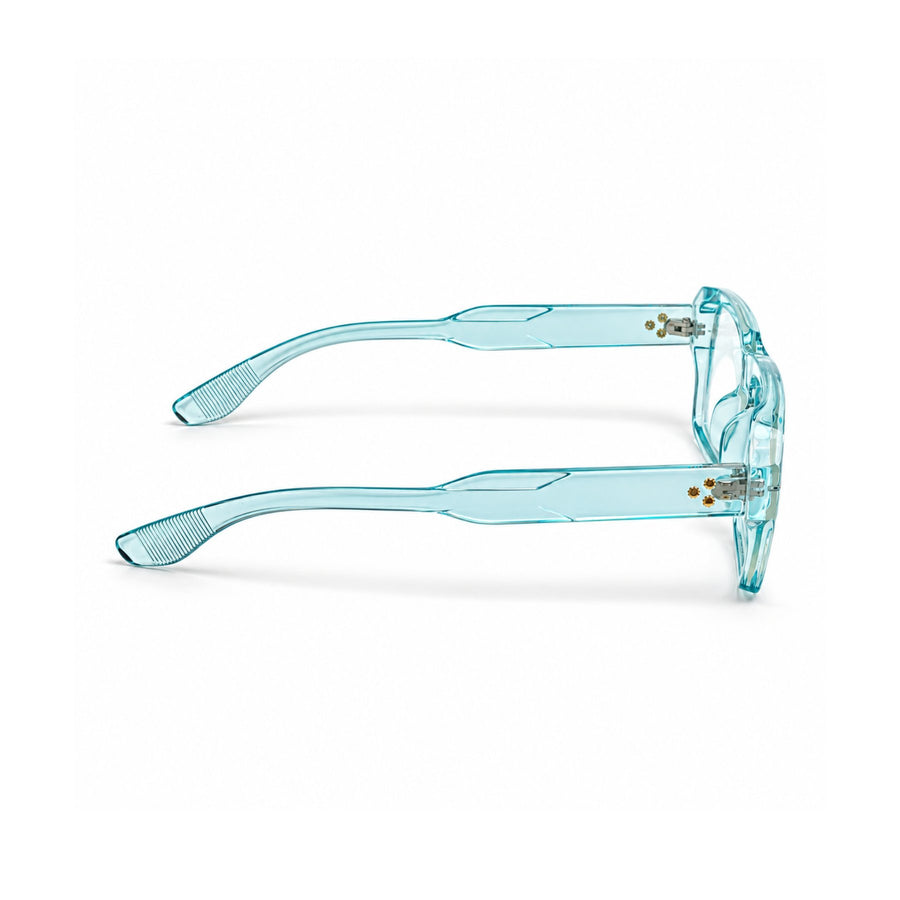 86319 VERLIN Rectangle Optical Frame in Sky Blue - temple and side view