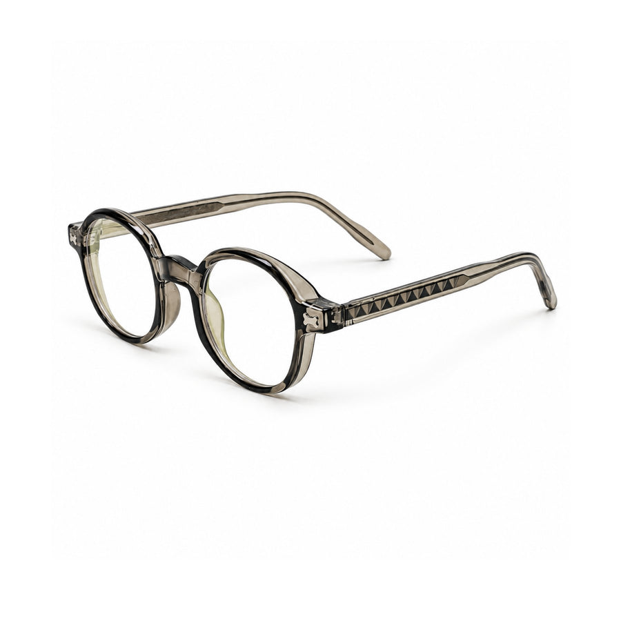 LBD-010 VERLIN Octagon Optical Frame in Grey Crystal - angled view