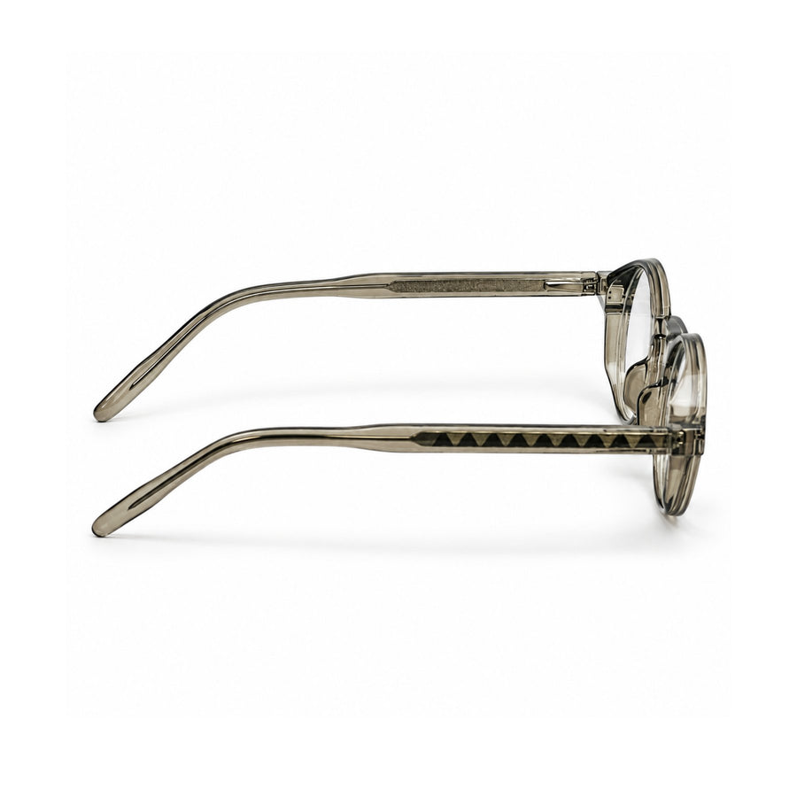 LBD-010 VERLIN Octagon Optical Frame in Grey Crystal - temple and side view