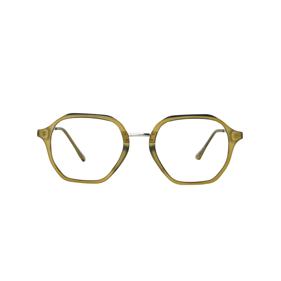 Verlin 62236 Geometric Eyeglass Frame – Olive Green — front view