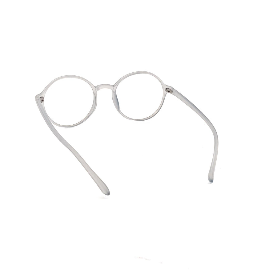 Verlin 3224 Round Optical Frame in TP White — wide three-quarter view