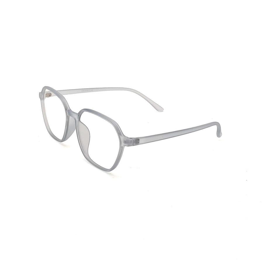Verlin 3223 Rounded Square Optical Frame in TP White — three-quarter view