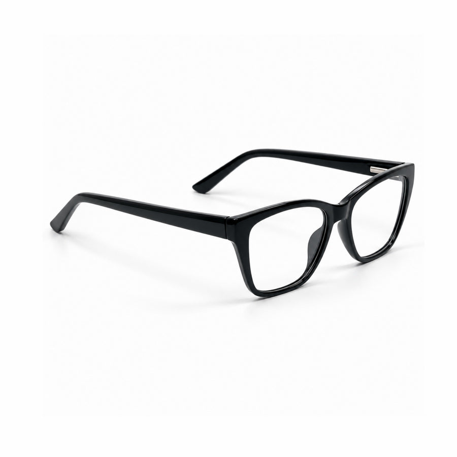DOZY 33510 Women's Cat-Eye Optical Frame in Black — three-quarter view (opposite side)