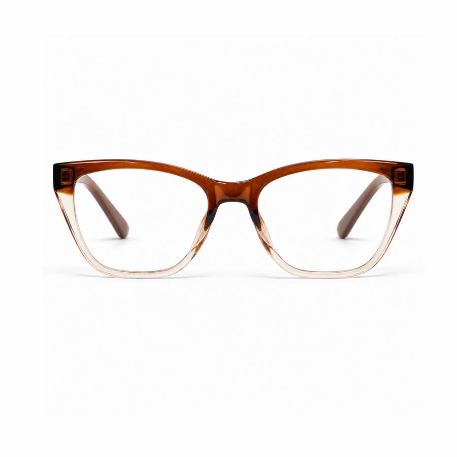 DOZY 33510 Women's Cat-Eye Optical Frame in Brown Peach — front view