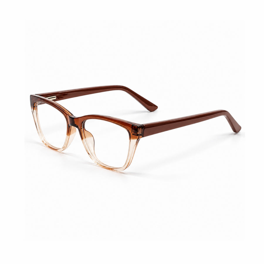 DOZY 33510 Women's Cat-Eye Optical Frame in Brown Peach — three-quarter view