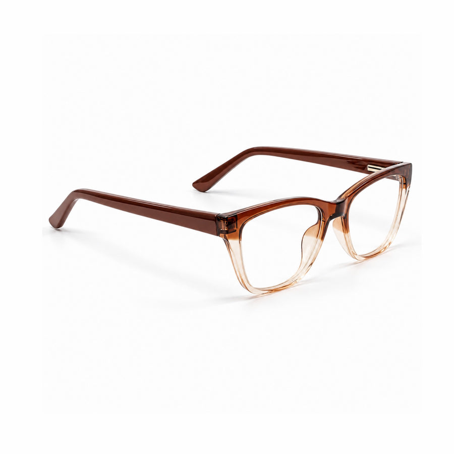 DOZY 33510 Women's Cat-Eye Optical Frame in Brown Peach — three-quarter view (opposite side)