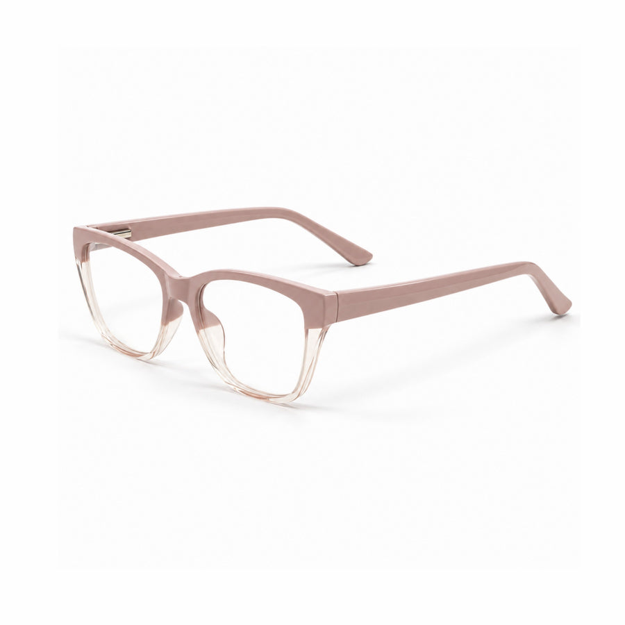 DOZY 33510 Women's Cat-Eye Optical Frame in Nude Clear — three-quarter view