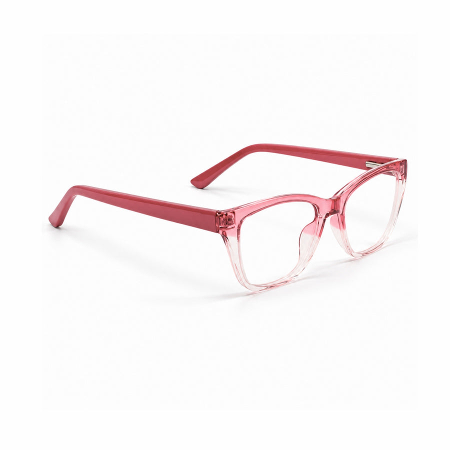 DOZY 33510 Women's Cat-Eye Optical Frame in Pink Clear — three-quarter view (opposite side)
