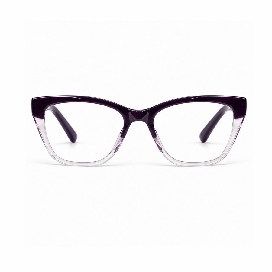 DOZY 33510 Women's Cat-Eye Optical Frame in Purple Clear — front view