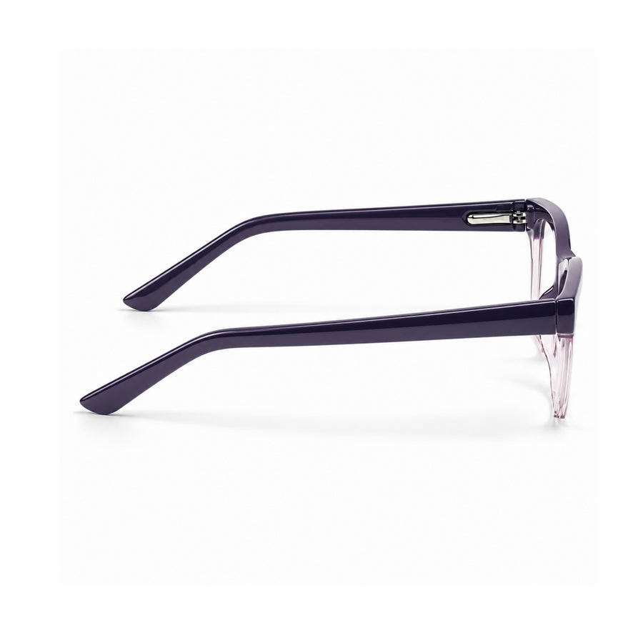 DOZY 33510 Women's Cat-Eye Optical Frame in Purple Clear — side view