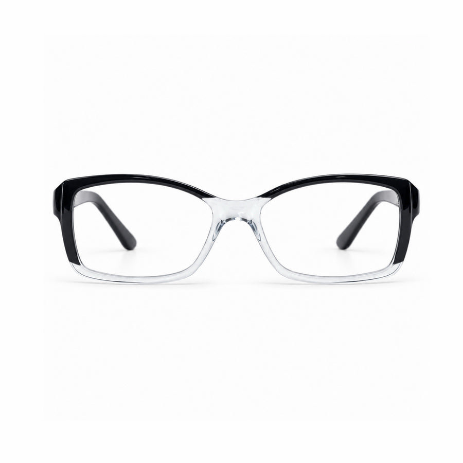 DOZY 35001 Women's Rectangle Optical Frame in Black Clear — front view