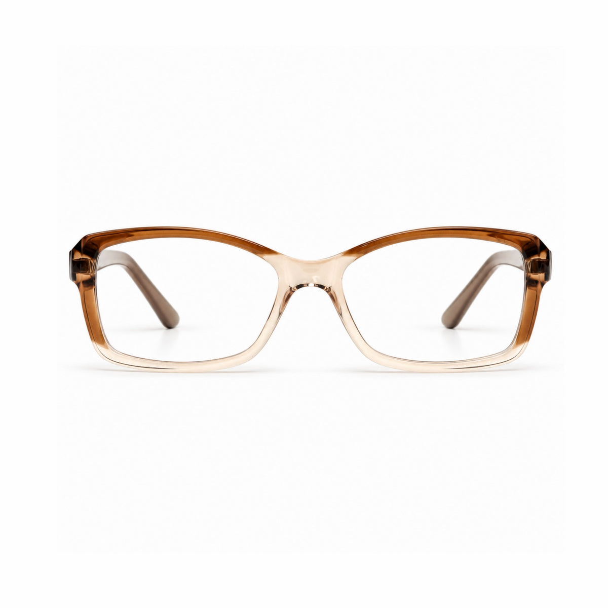 DOZY 35001 Women's Rectangle Optical Frame in Brown Peach — front view
