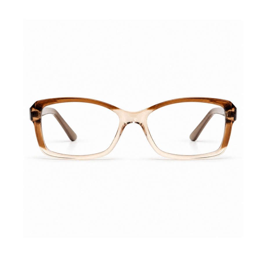 DOZY 35001 Women's Rectangle Optical Frame in Brown Peach — front view