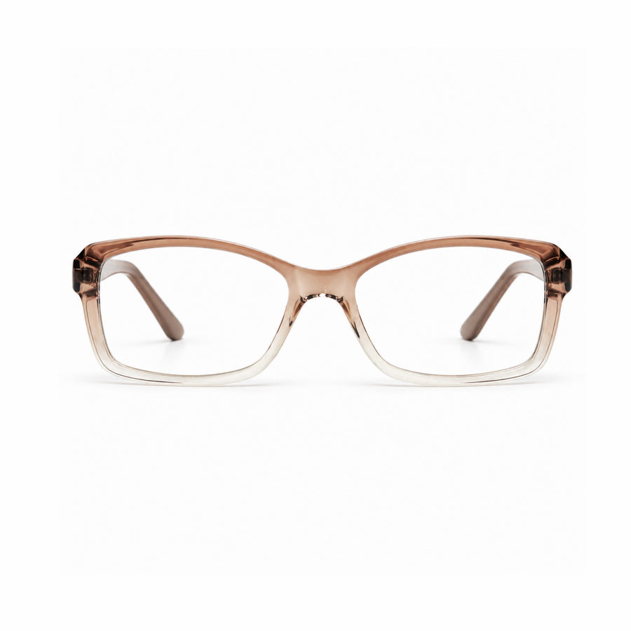 DOZY 35001 Women's Rectangle Optical Frame in Light Brown Clear — front view