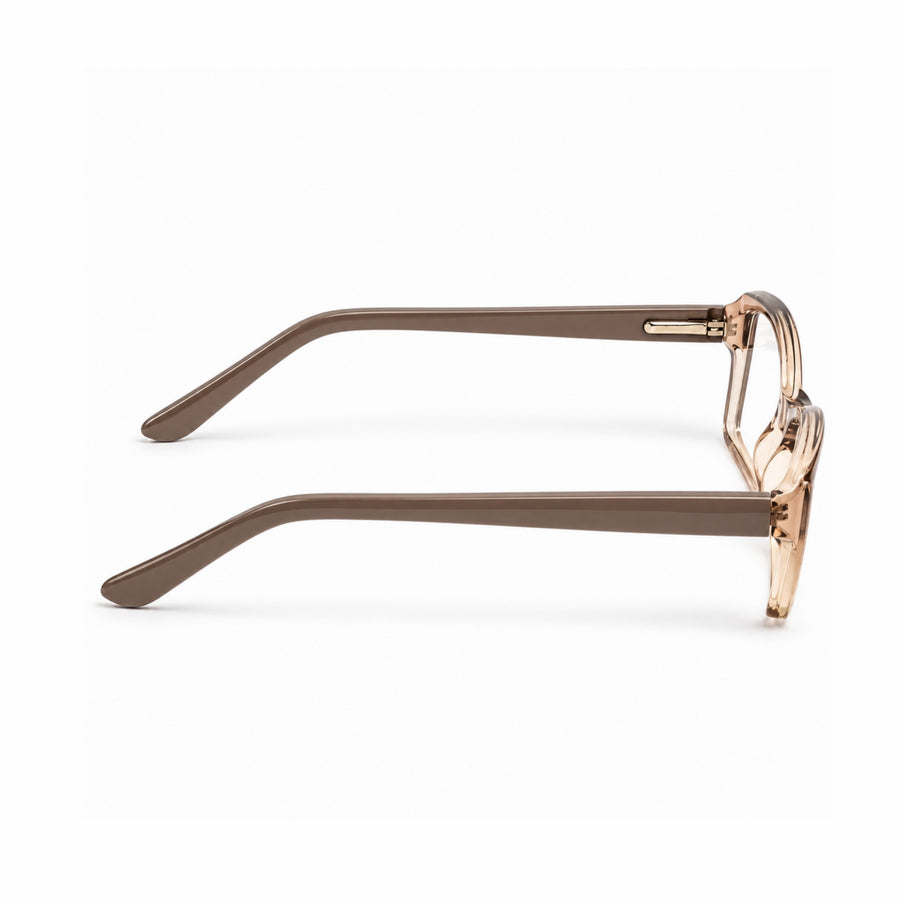 DOZY 35001 Women's Rectangle Optical Frame in Light Brown Clear — side view