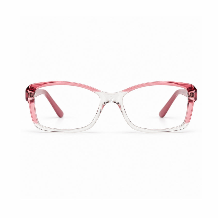 DOZY 35001 Women's Rectangle Optical Frame in Pink Clear — front view