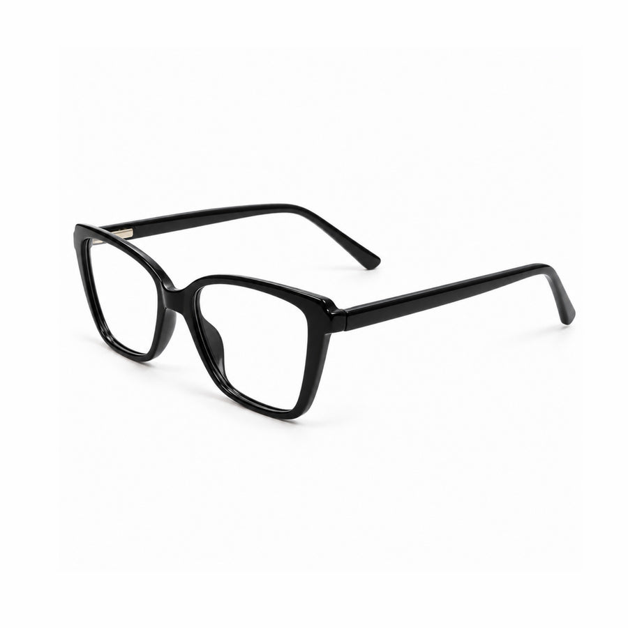 DOZY 35502 Women's Cat-Eye Optical Frame in Black — three-quarter view