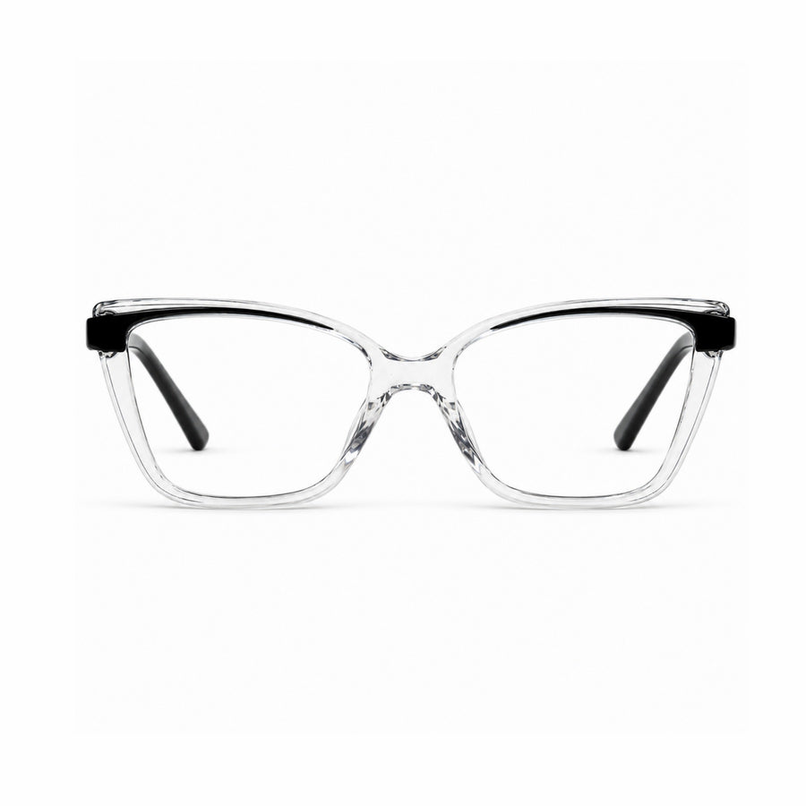 DOZY 35502 Women's Cat-Eye Optical Frame in Black Clear — front view