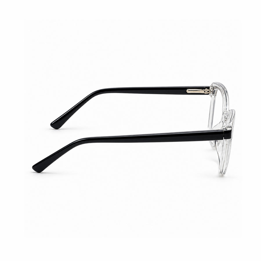 DOZY 35502 Women's Cat-Eye Optical Frame in Black Clear — side view