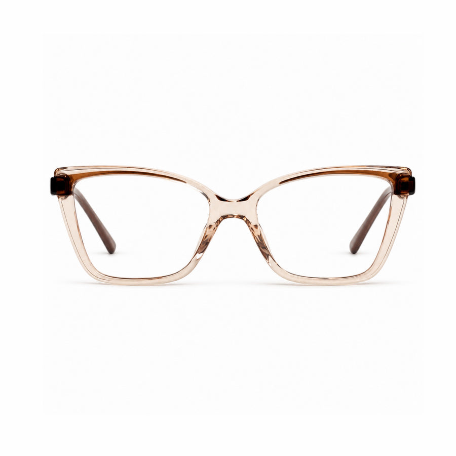 DOZY 35502 Women's Cat-Eye Optical Frame in Brown Peach — front view