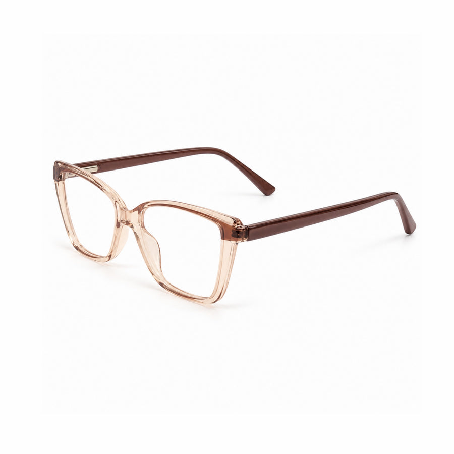 DOZY 35502 Women's Cat-Eye Optical Frame in Brown Peach — three-quarter view
