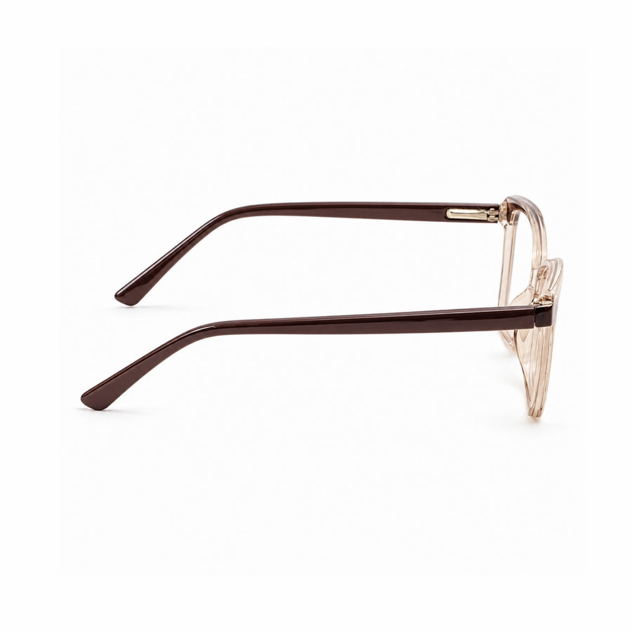 DOZY 35502 Women's Cat-Eye Optical Frame in Brown Peach — side view