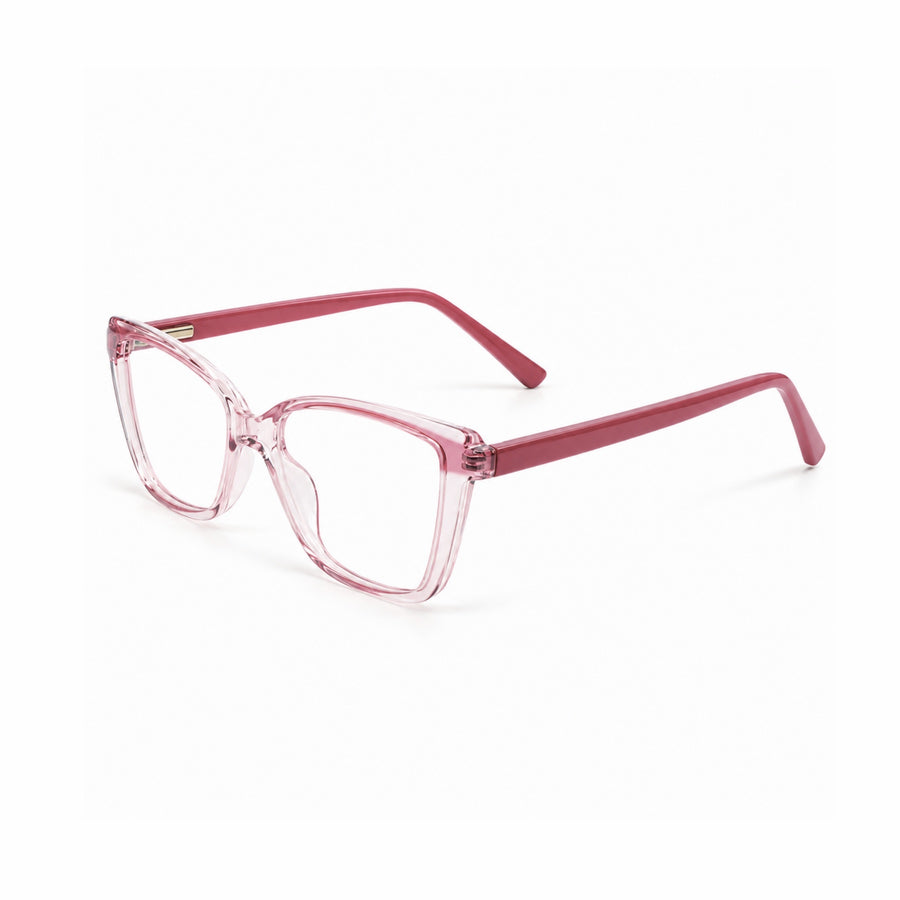 DOZY 35502 Women's Cat-Eye Optical Frame in Pink Clear — three-quarter view