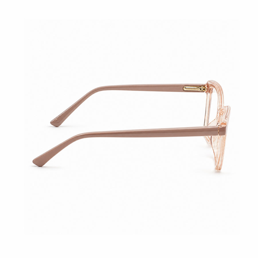 DOZY 35502 Women's Cat-Eye Optical Frame in Taupe Peach — side view