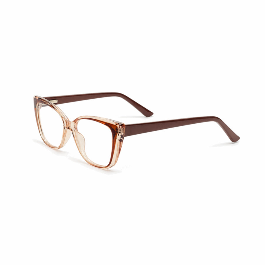 DOZY 35503 Women's Cat-Eye Optical Frame in Brown Peach — three-quarter view