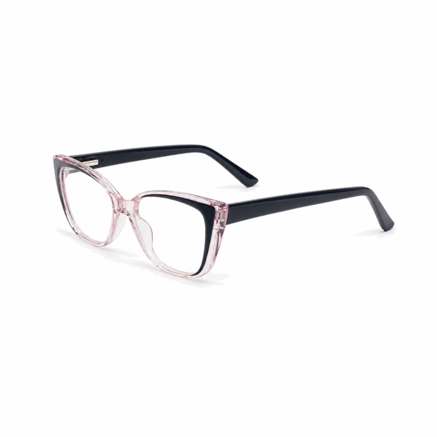 DOZY 35503 Women's Cat-Eye Optical Frame in Navy Pink — three-quarter view