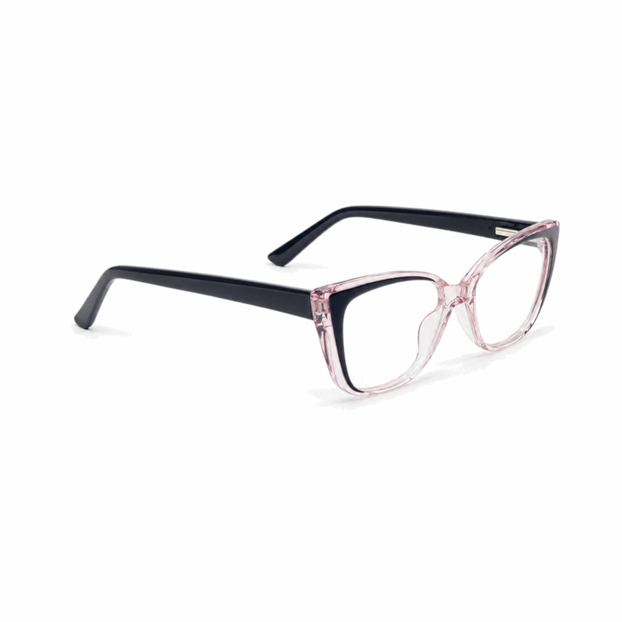 DOZY 35503 Women's Cat-Eye Optical Frame in Navy Pink — three-quarter view (opposite side)